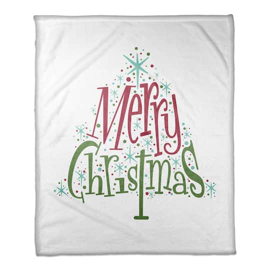 Midcentury Modern Merry Christmas Throw Blanket